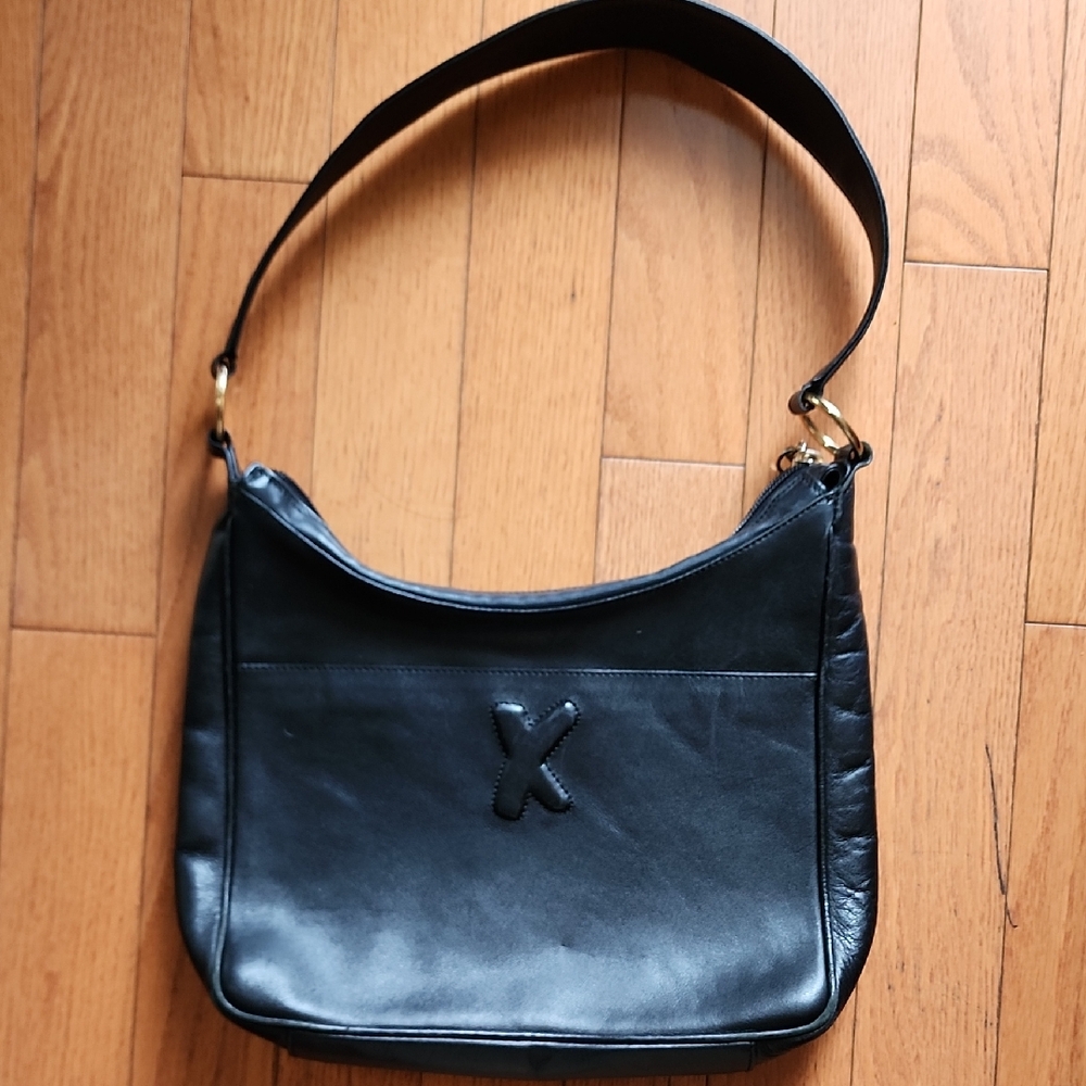 Paloma Picasso Black Leather Shoulder Bag